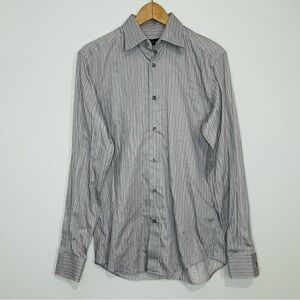 Zegna Gray MultiColor Cotton Striped City Dress Shirt 38|15